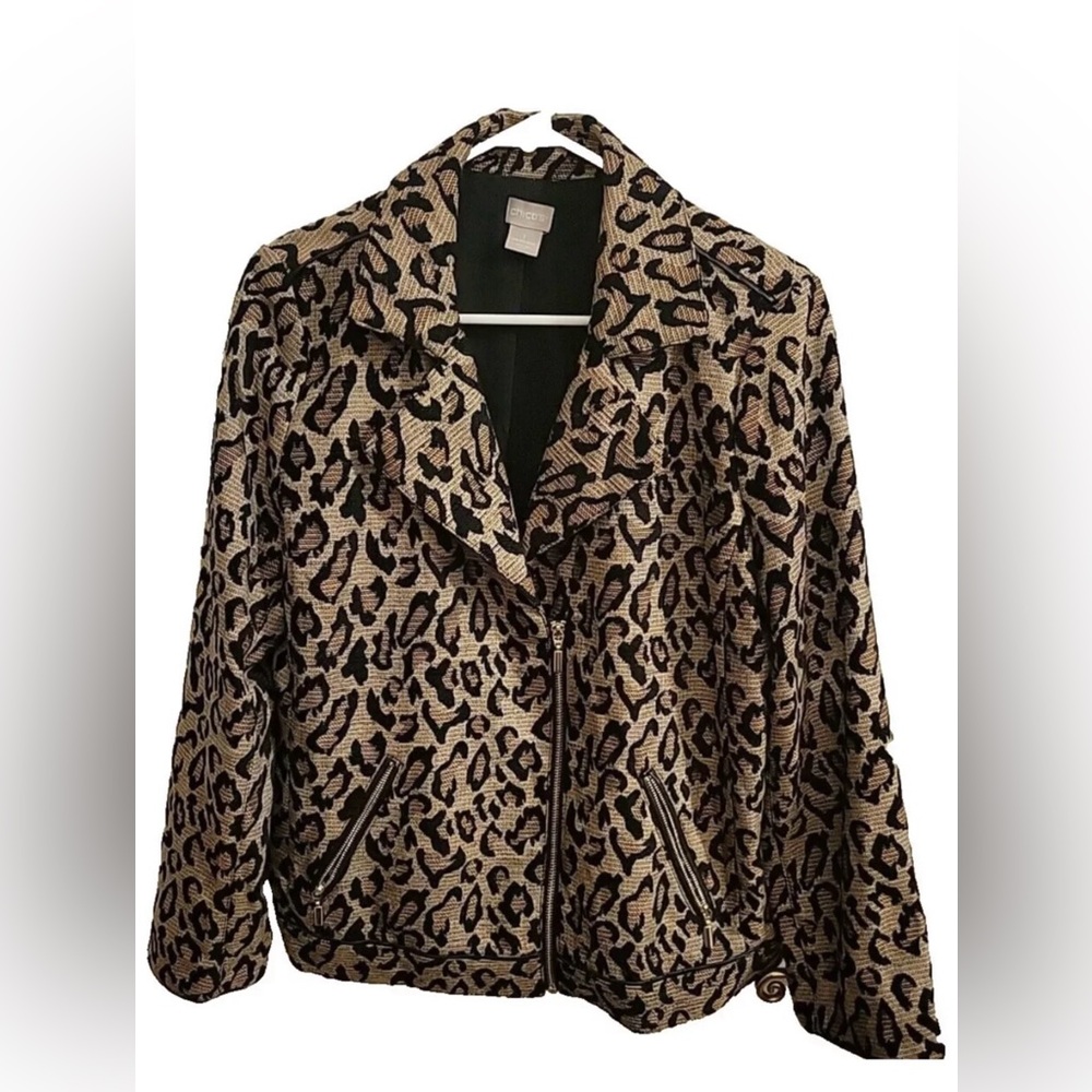 Chico’s Leopard Print Zip Up Moto Jacket 4/6